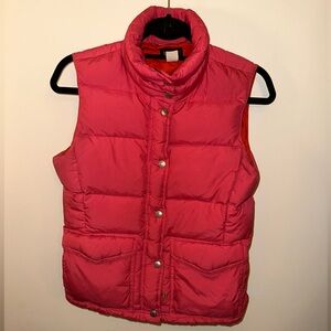 J. CREW Women's XS Puffer Vest Pink/Orange Zip & Button Up Double Pockets